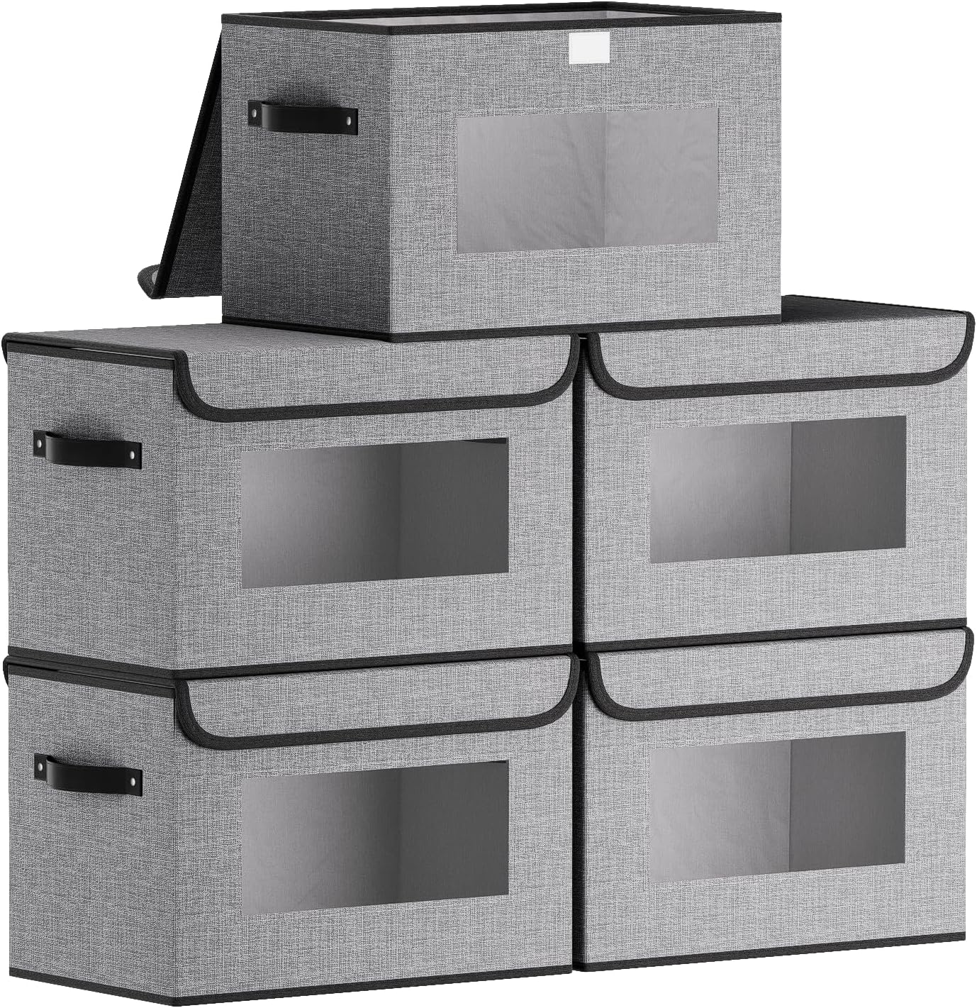 Cajas tela con tapas 15x9.8" gris set 5