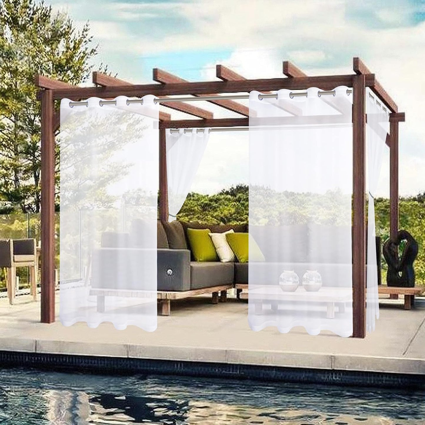 2 Cortinas transparentes blancas impermeables 54x95pulg