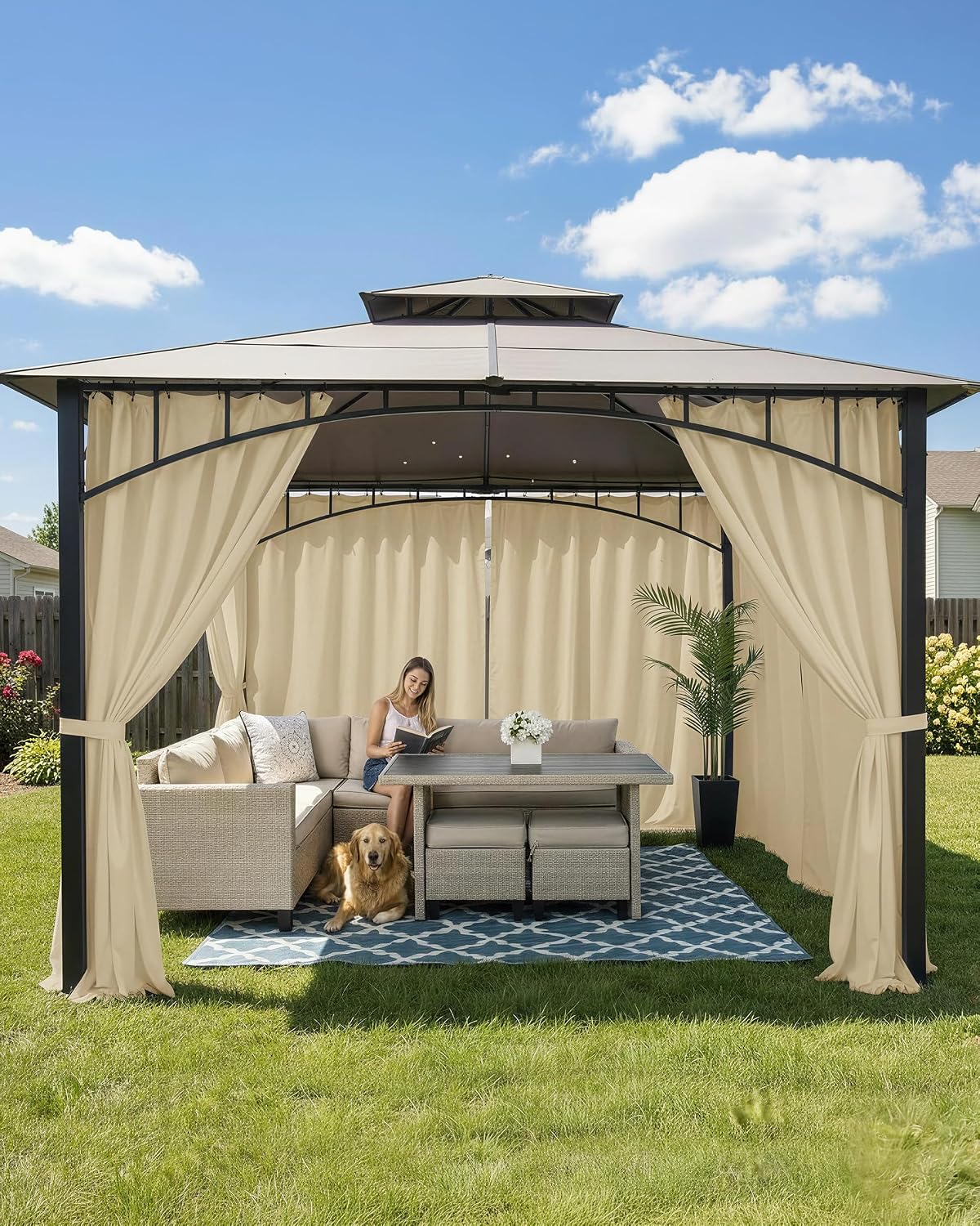 6 Pzas Cortinas impermeables patio 110x84pulg