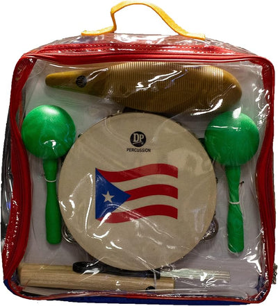Kit percusión pandereta 8pulg claves güiro maracas plástico