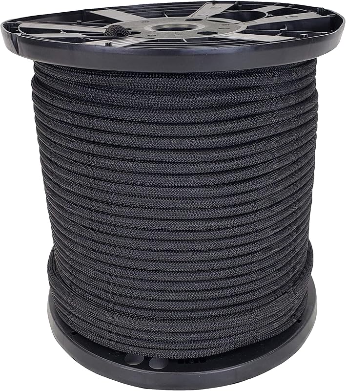 Cordón elástico poliéster negro 3/8pulg 500ft grado marino