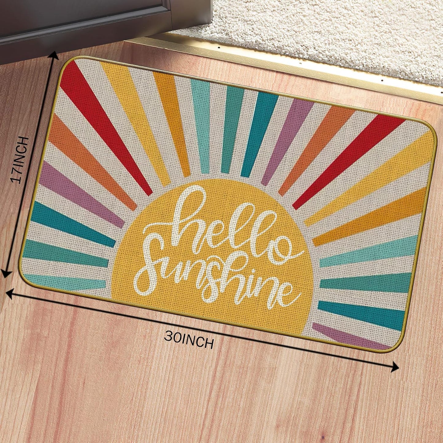 Tapete retro Hello Sunshine 30x17" para entrada y hogar