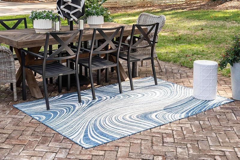 Alfombra área piscina 8x11ft4" rectangular azul/marfil