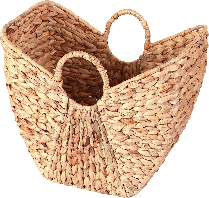 Cesta mimbre alta para ropa sucia con asas