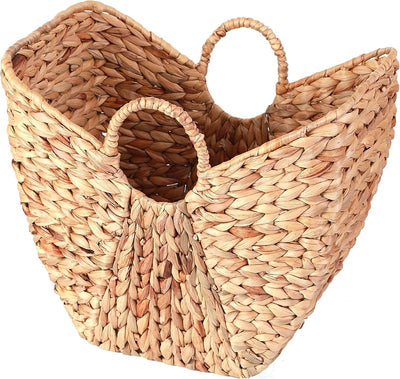 Cesta mimbre alta para ropa sucia con asas