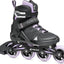 Patines en línea mujer color negro y lavanda rendimiento