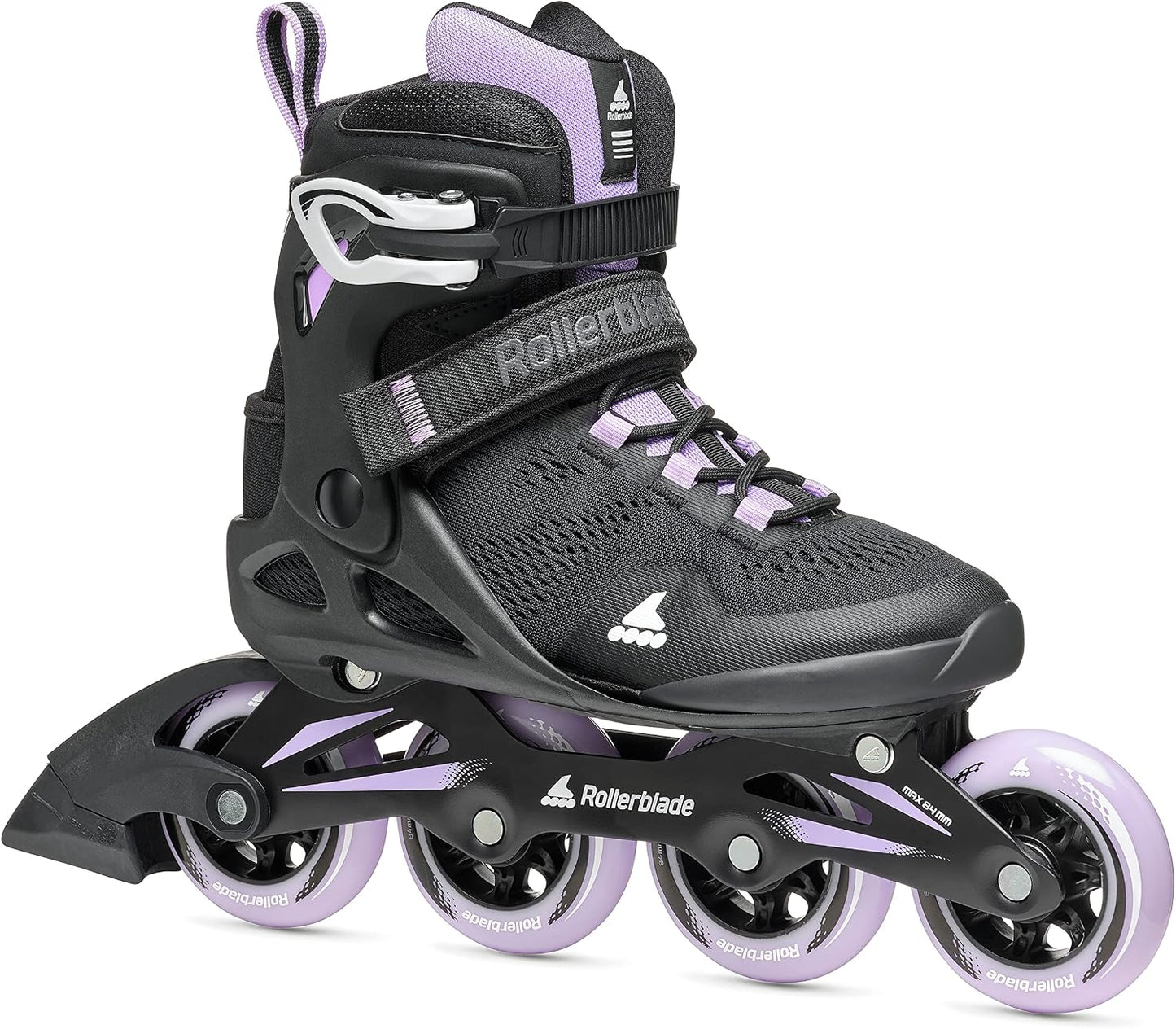 Patines en línea mujer color negro y lavanda rendimiento