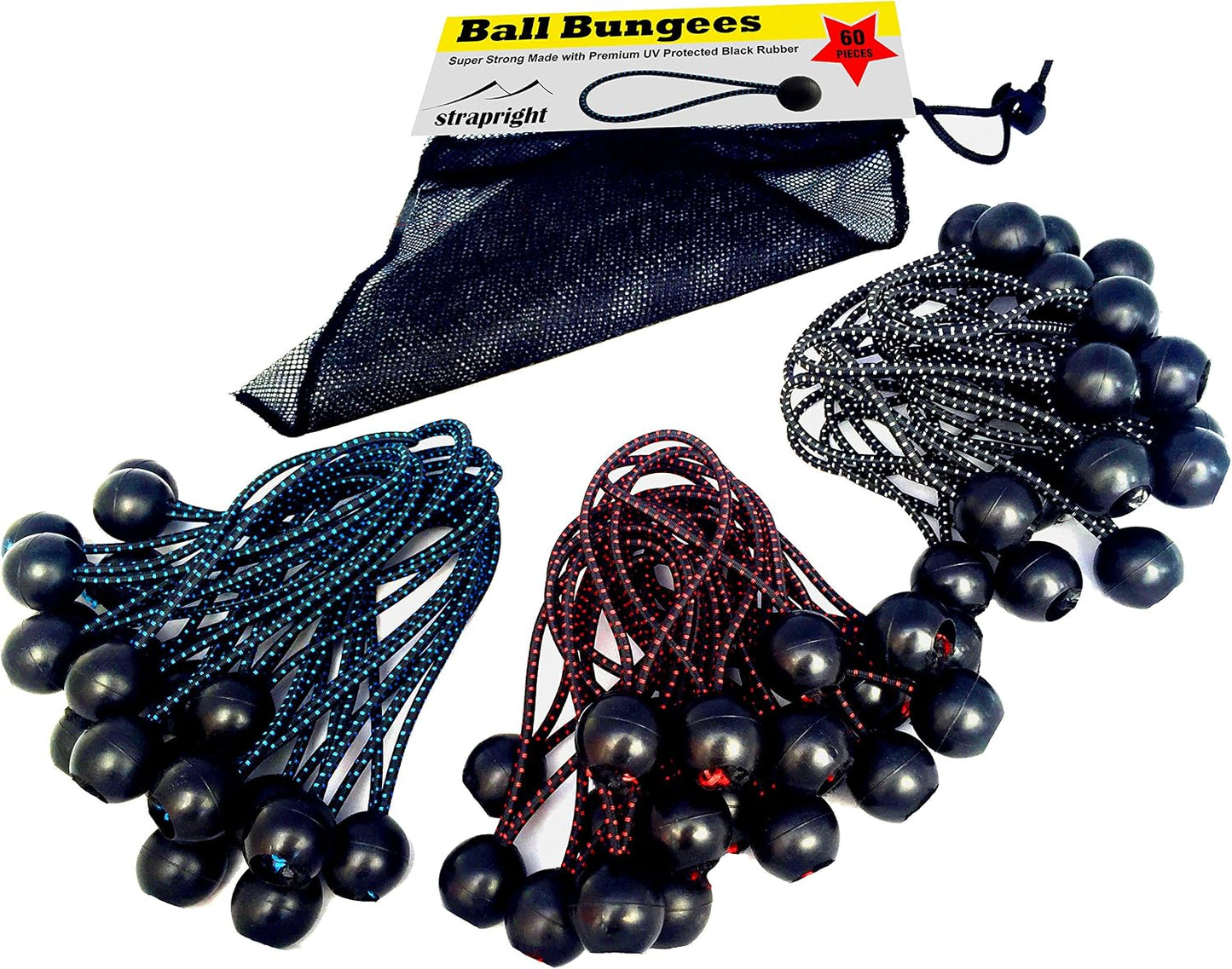 Cuerdas elásticas con bolas set 60 negras 5.5-3.5"
