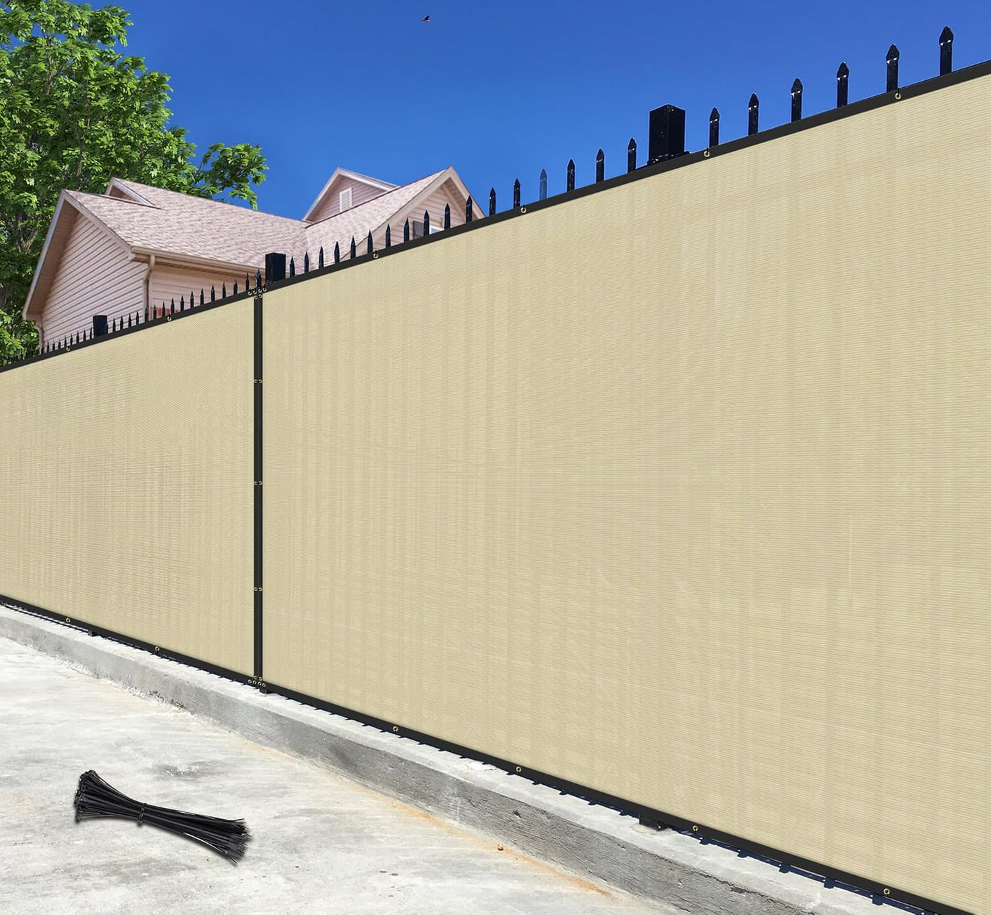 Valla privacidad 6x12ft malla beige 90% bloqueo