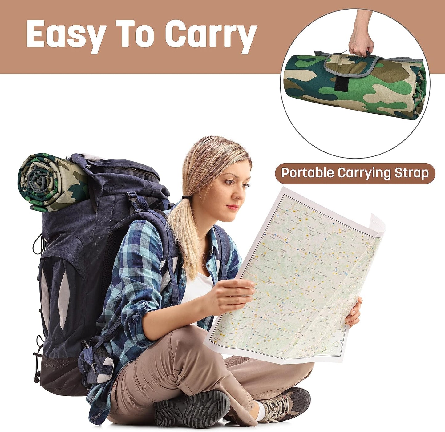 Manta impermeable triple capa sherpa para camping y mascotas
