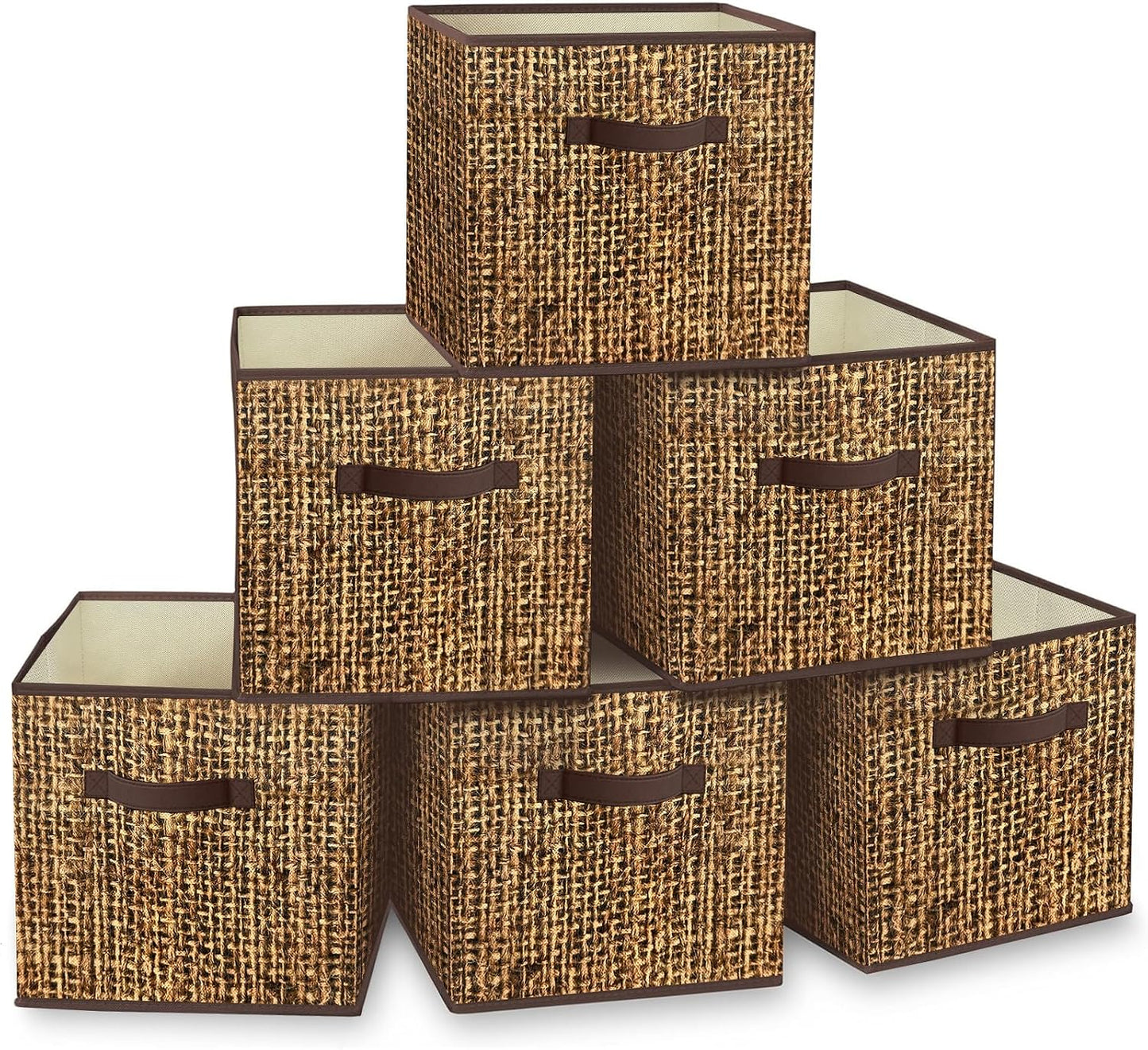 6 Pzas Cubos Tela con Asas Plegables para Estante