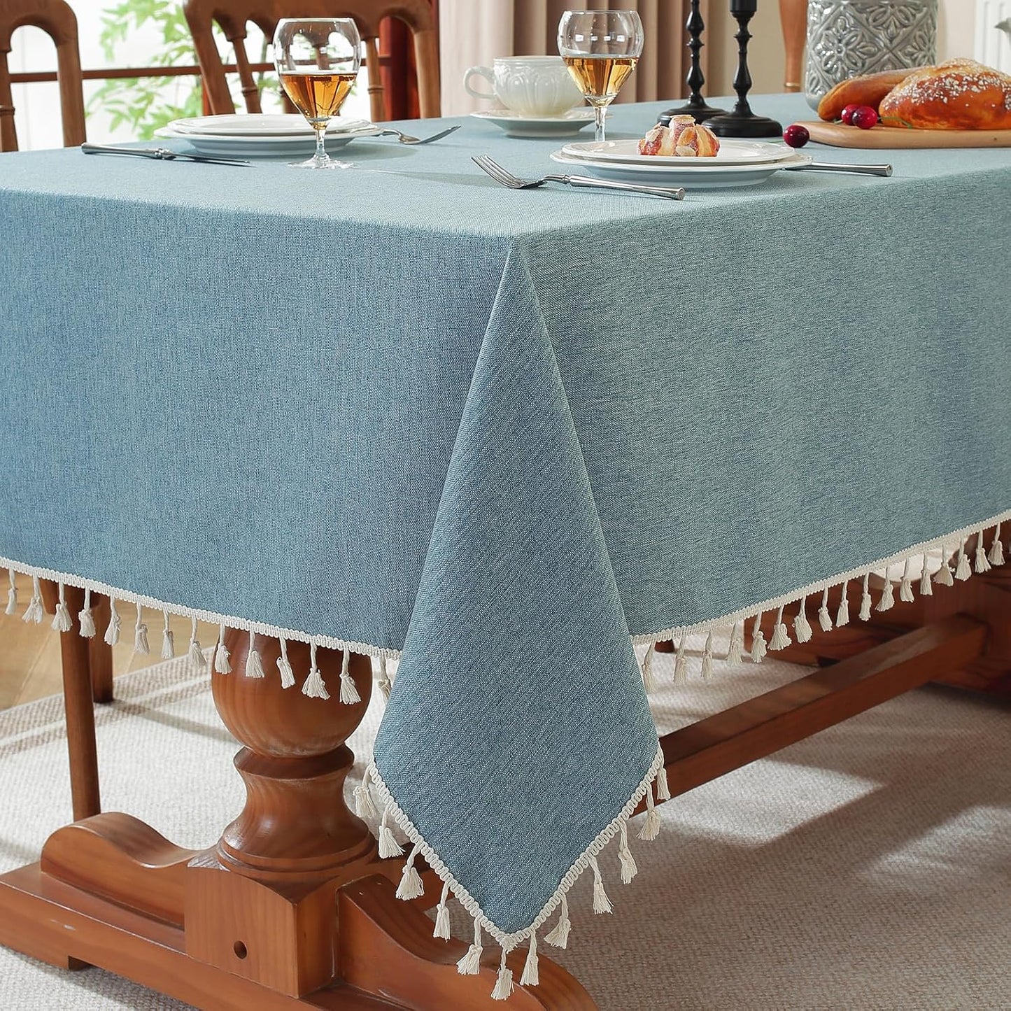 Mantel rectangular impermeable poliéster limpieza fácil 55
