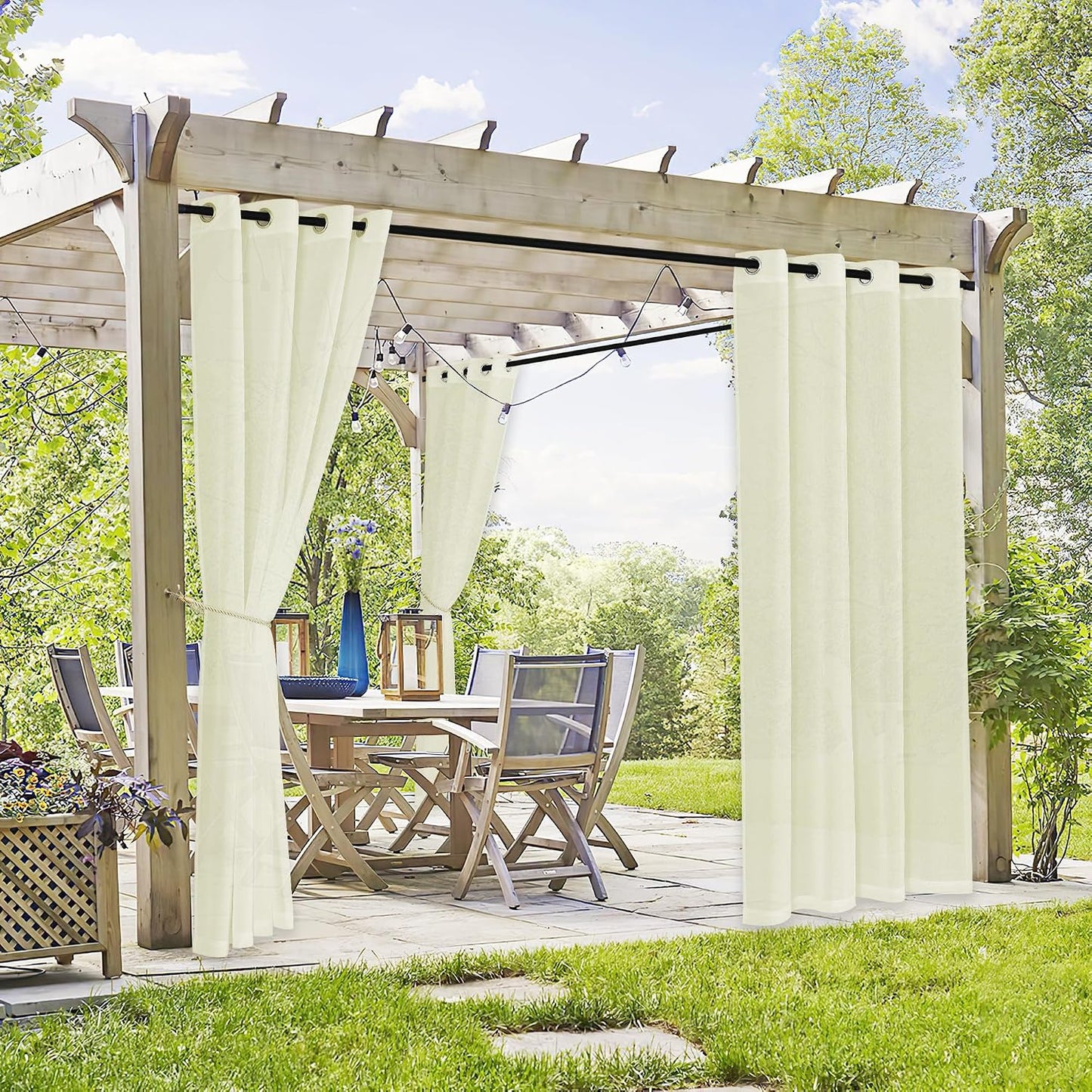 2 Cortinas impermeables para exteriores patio cenador