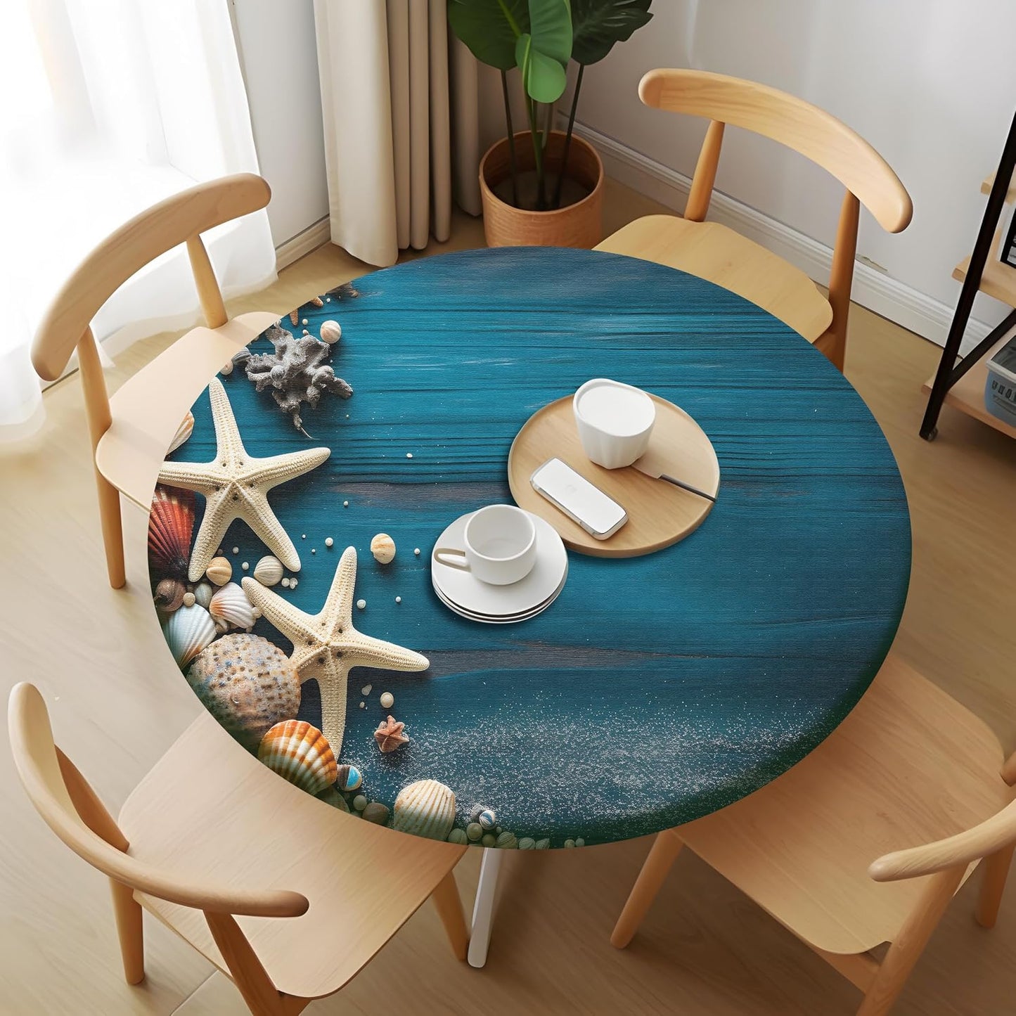 Mantel redondo madera estrella mar 45-50pulg