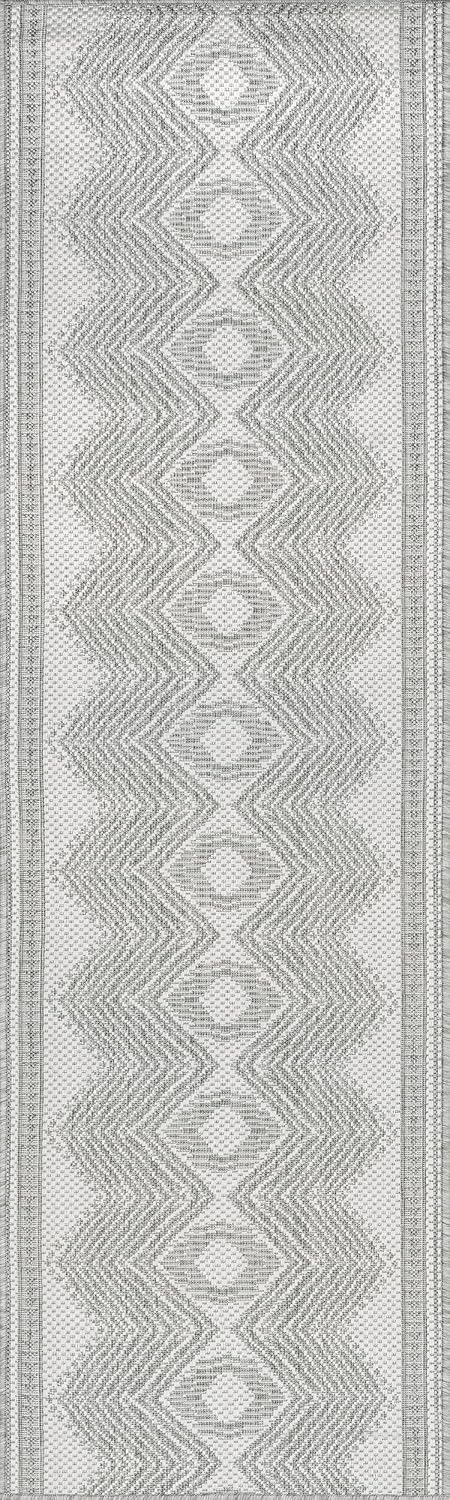 Tapete geométrico tribal exterior 2x8ft gris claro