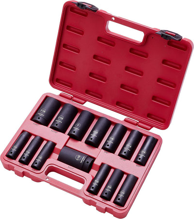Set 14 Llaves Vaso Impacto 1/2" Acero Cromo Vanadio