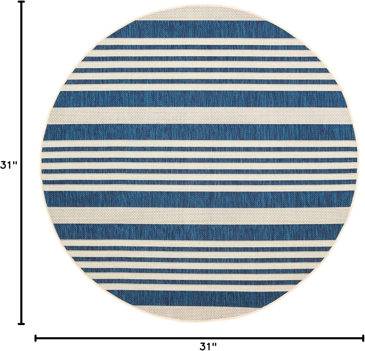 Alfombra decorativa redonda 2.7ft azul y beige