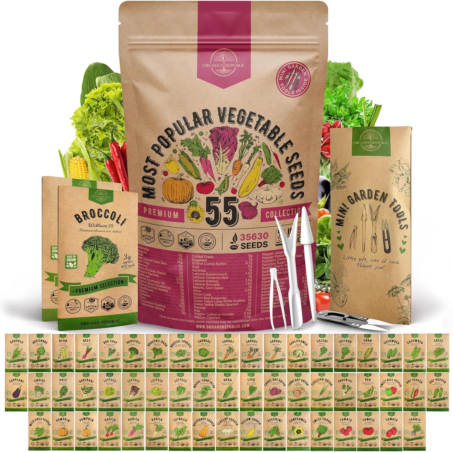 Surtido 55 semillas frutas verduras jardín hidroponía