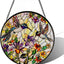 Atrapasoles vidriera con flores y aves 16cm