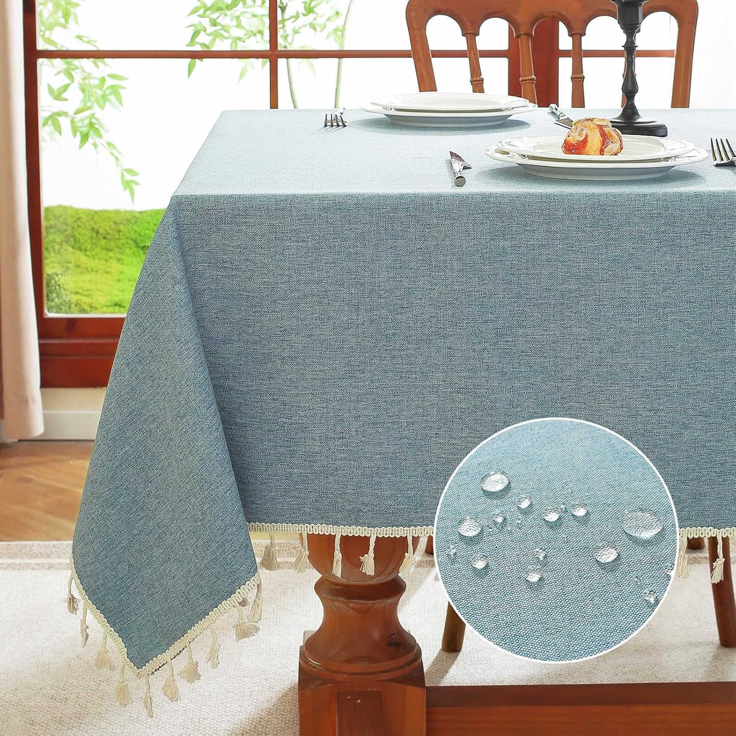 Mantel rectangular impermeable poliéster limpieza fácil 55
