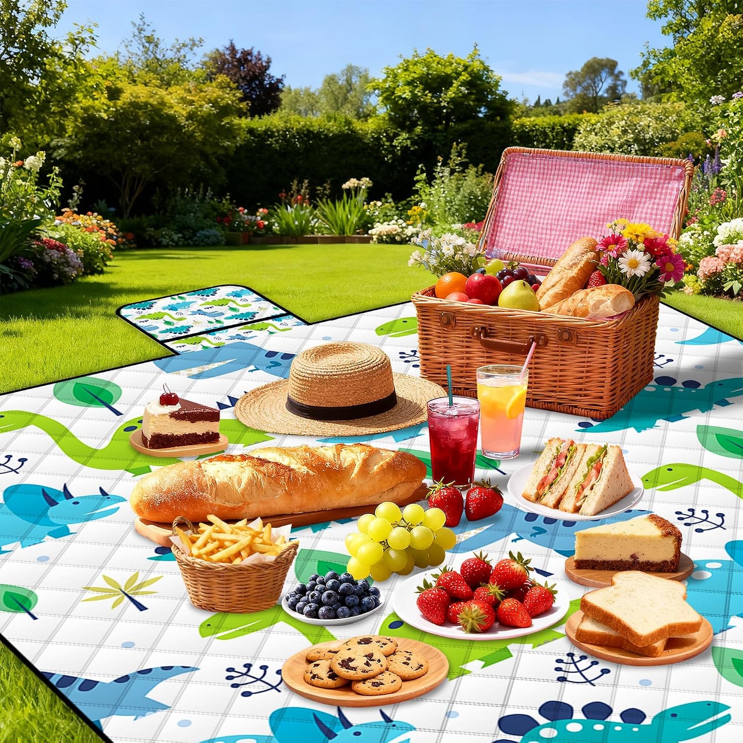 Manta picnic impermeable 80x80pulg plegable para 6-8 adultos