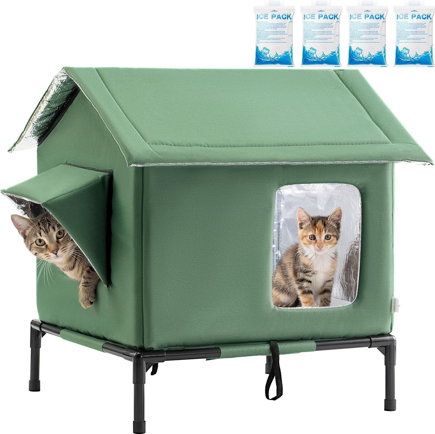 Casa para gatos al aire libre aislada 17.7x15.7x21.6pulg