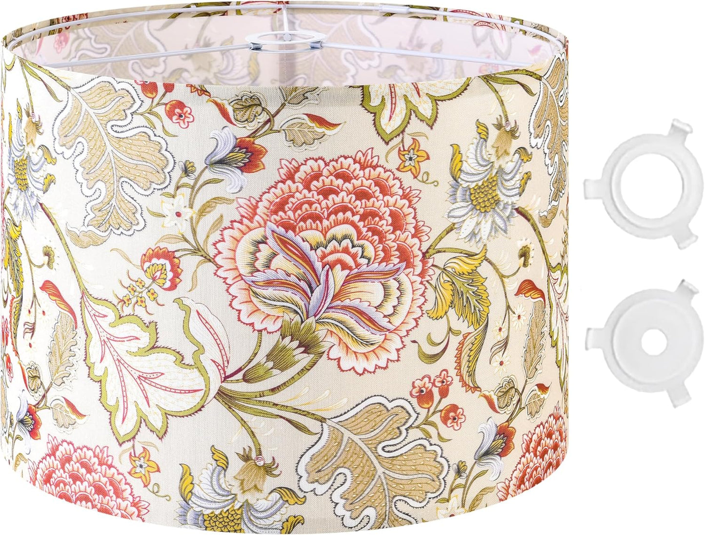 Pantalla floral para lámpara de tambor 16x16pulg E27