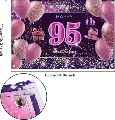 Pancarta rosa Feliz Cumpleaños decoración para niñas y mujeres