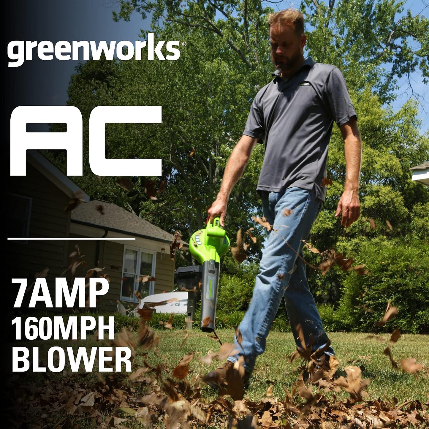 Soplador eléctrico Greenworks 7 Amp 257 KPH