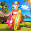 Flamenco inflable Tiki con luces LED decoración fiesta Luau