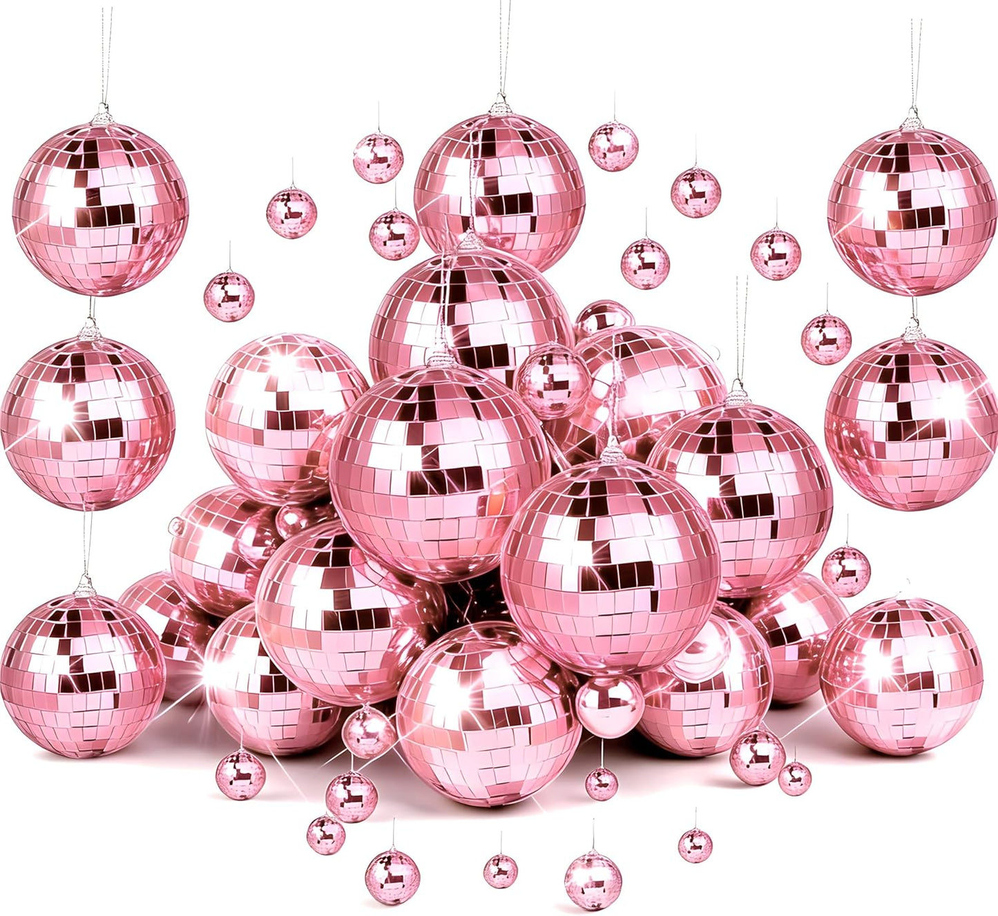37 Bolas Espejo Discoteca Plateadas Colgantes Decoración Fiesta