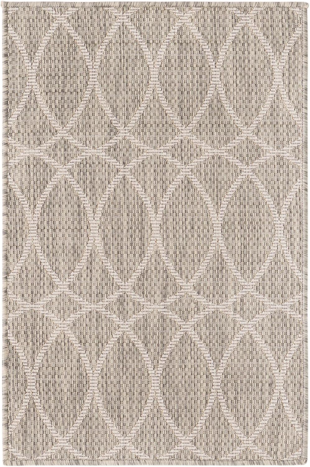 Alfombra rectangular 2x3ft 1" gris claro y marfil