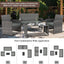 Set 4 Pzas Muebles Patio Mimbre Mesa Vidrio Templado Gris
