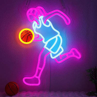 Letrero neón baloncesto para chicas con luces LED USB