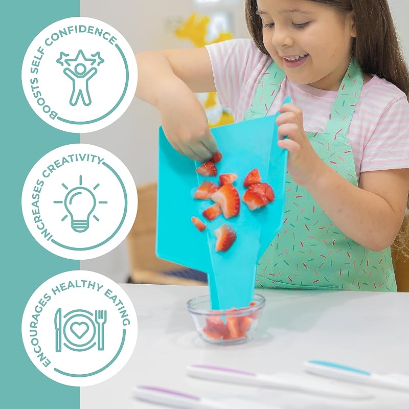 Juego corte niños 3 cuchillos seguros tabla plegable