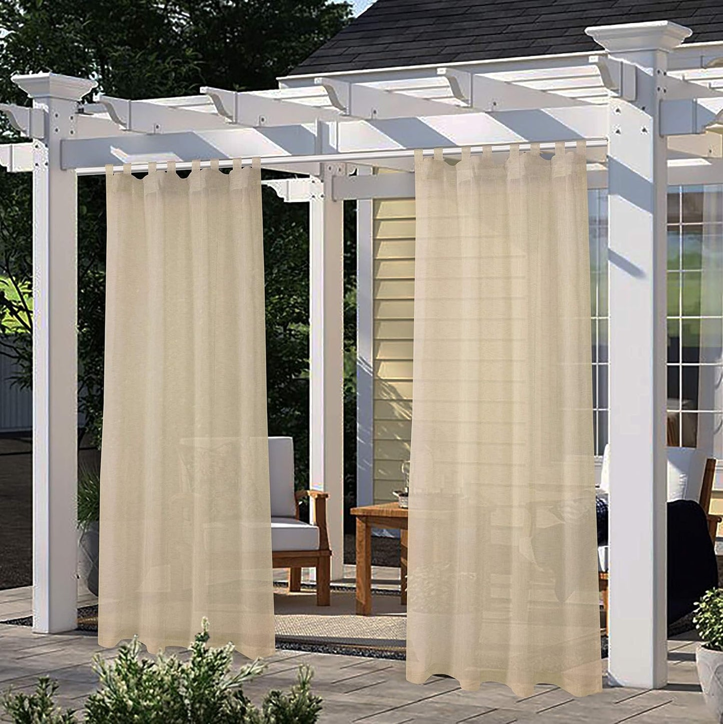 Cortina arpillera 2 paneles impermeables para pérgola