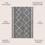 Alfombra tribal 8x10ft negro/marfil para patio y porche
