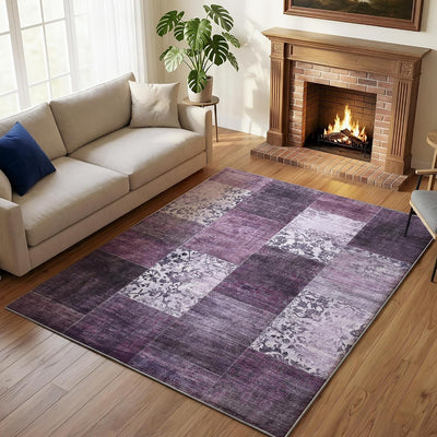 Alfombra 5x7 vintage floral suave sala dormitorio morado