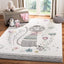 Alfombra decorativa gato 4x6ft color marfil y rosa para