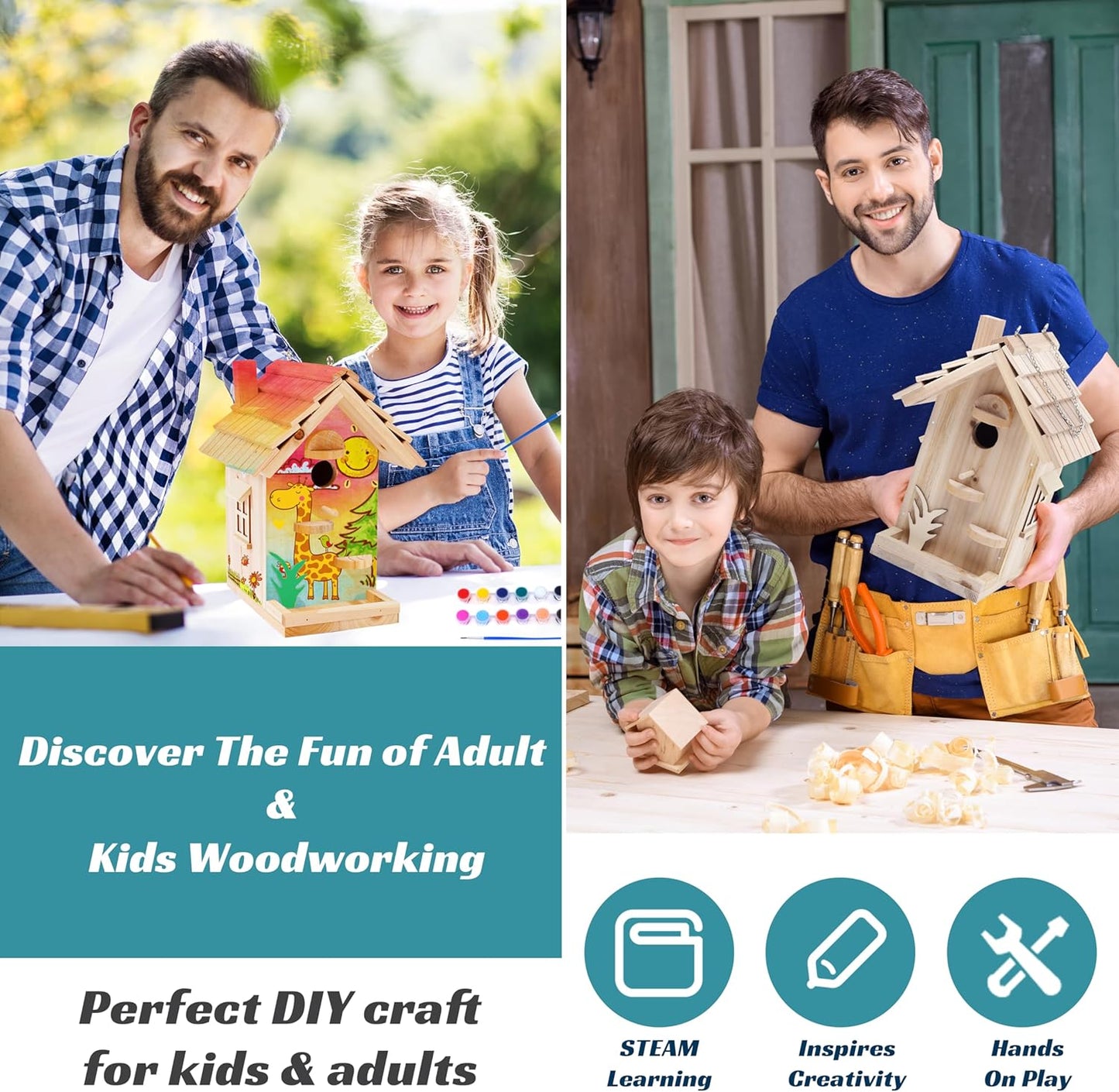 Kit casa pájaros madera para adultos 8.5pulg