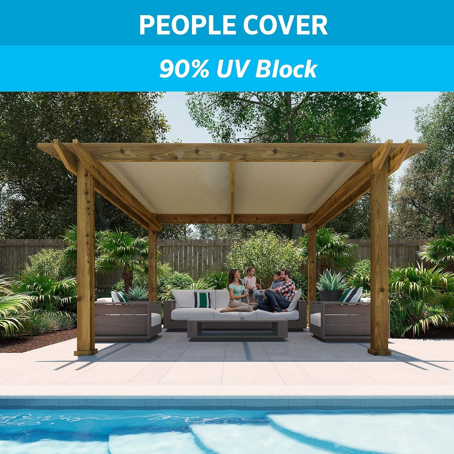 Tela protección solar 90% UV cubierta sombra transpirable