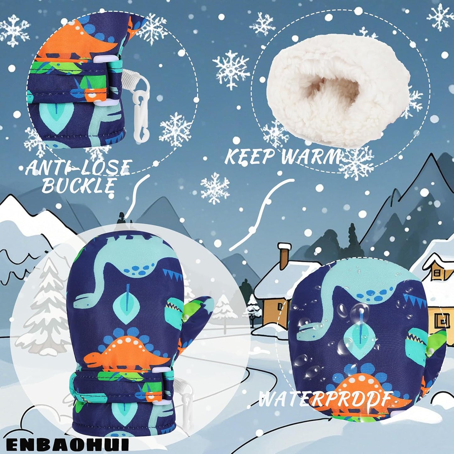 Manoplas invierno para bebés impermeables con forro polar