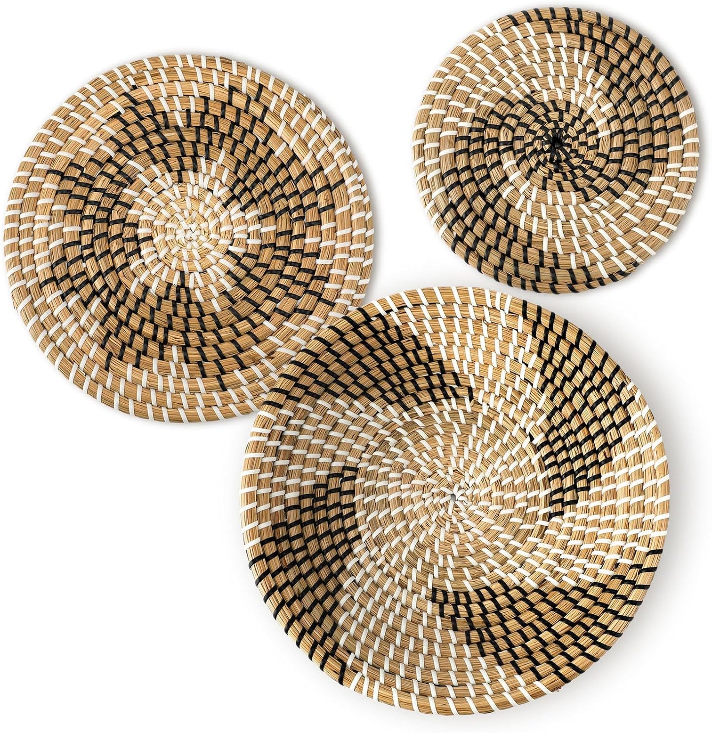 3 Pzas Cesta Decorativa Tejida Junco Estilo Bohemio