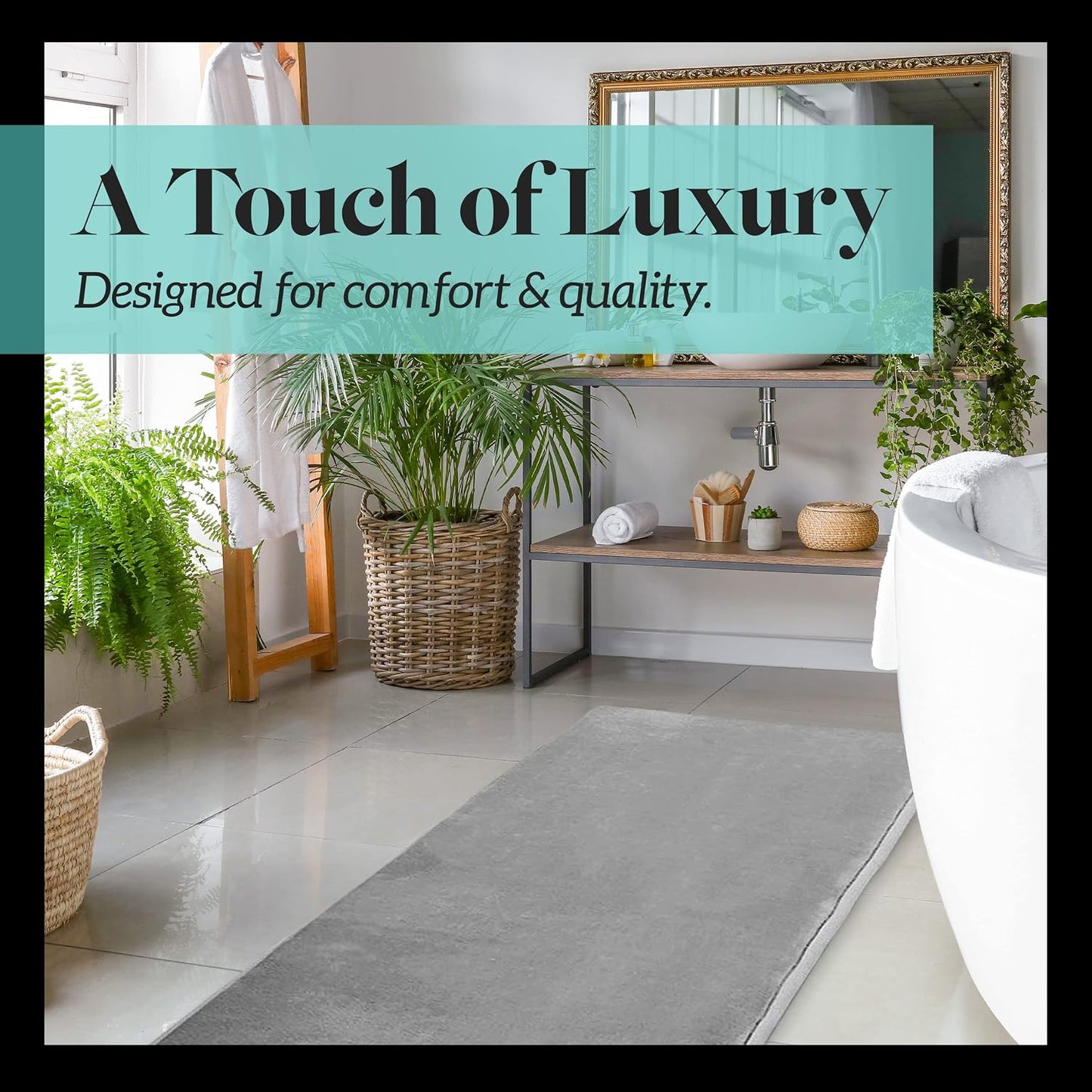 Alfombra baño espuma viscoelástica antiderrap 72x24pulg