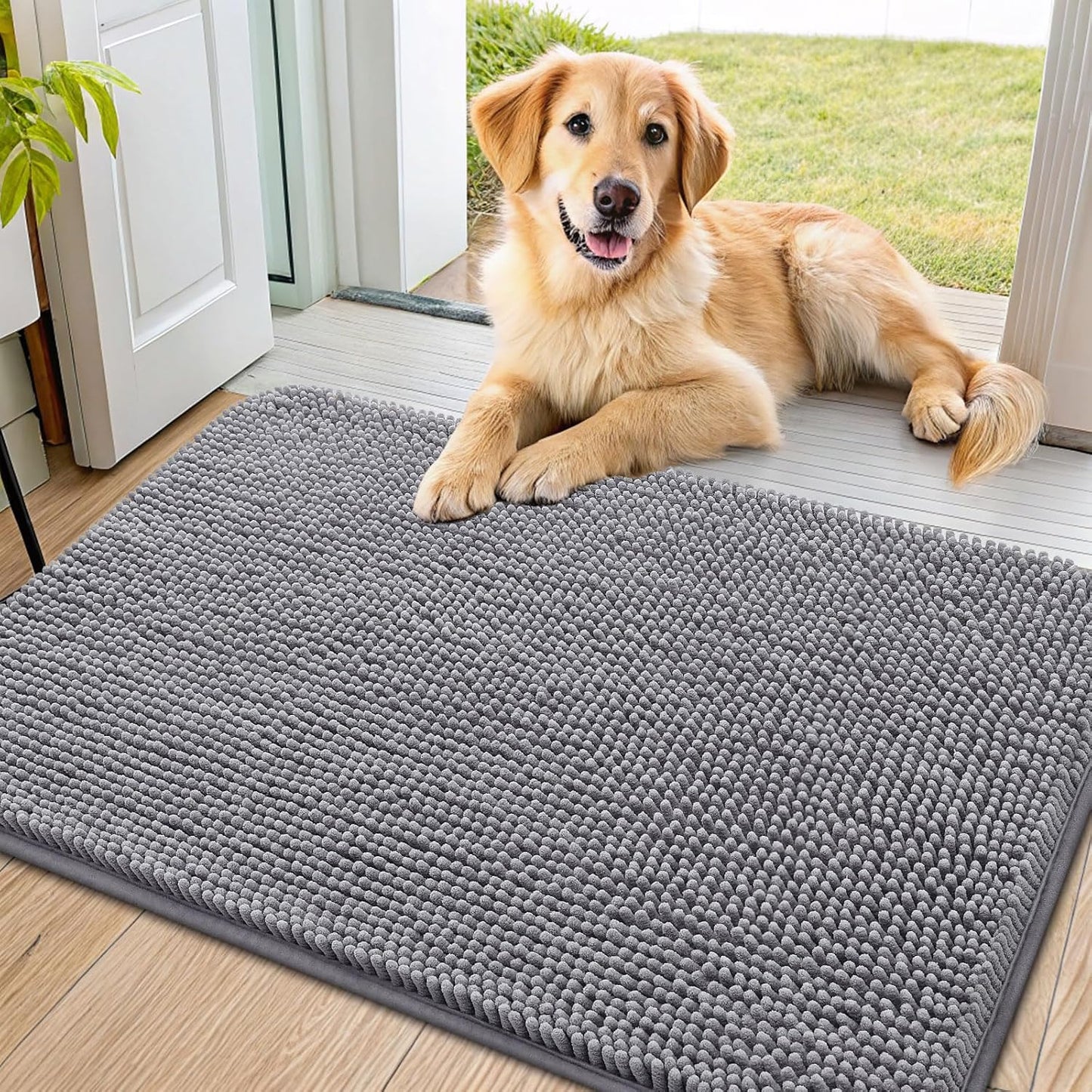 Tapete antiderrap felpilla para puerta 40x24pulg gris