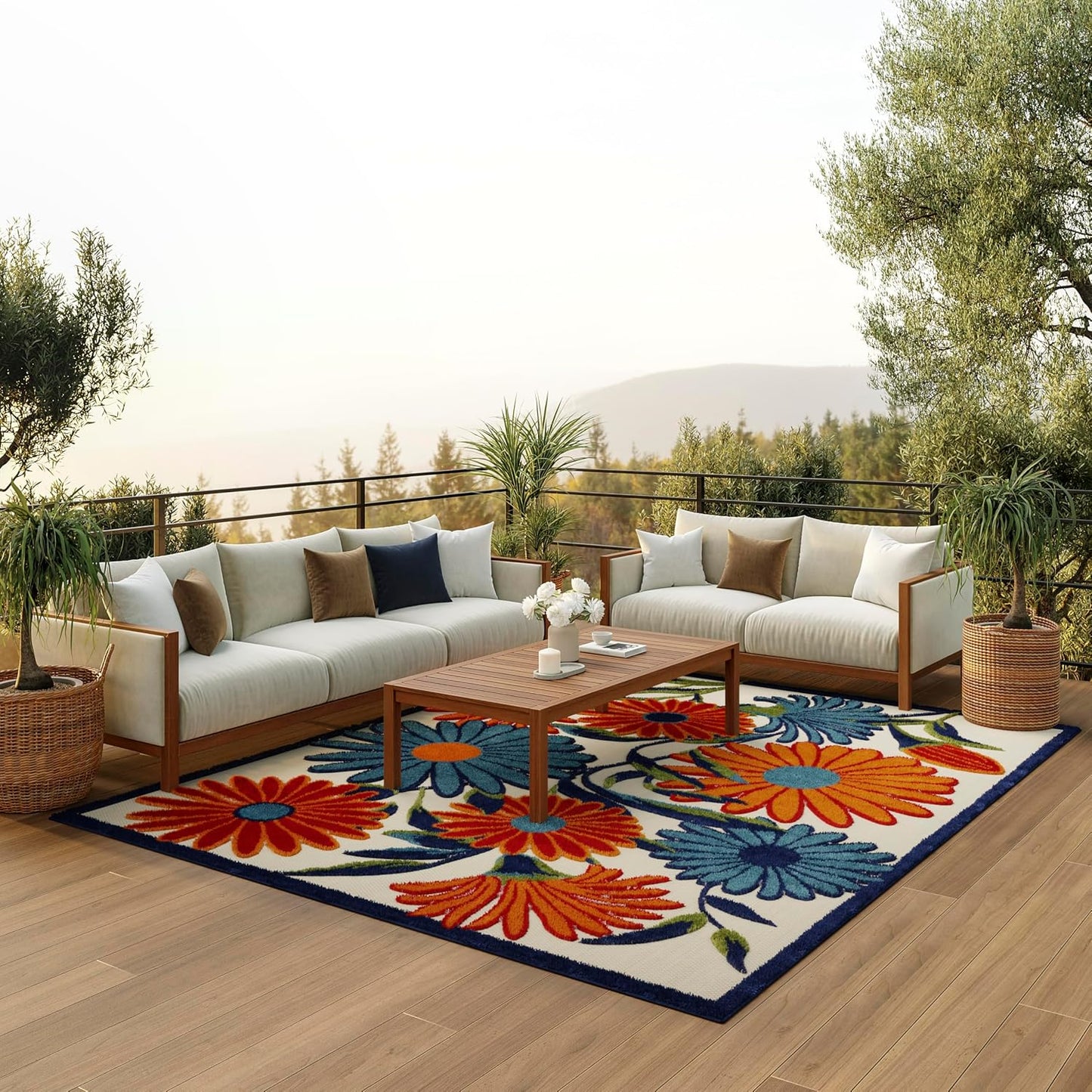 Alfombra multicolor 7x10ft para dormitorio sala comedor