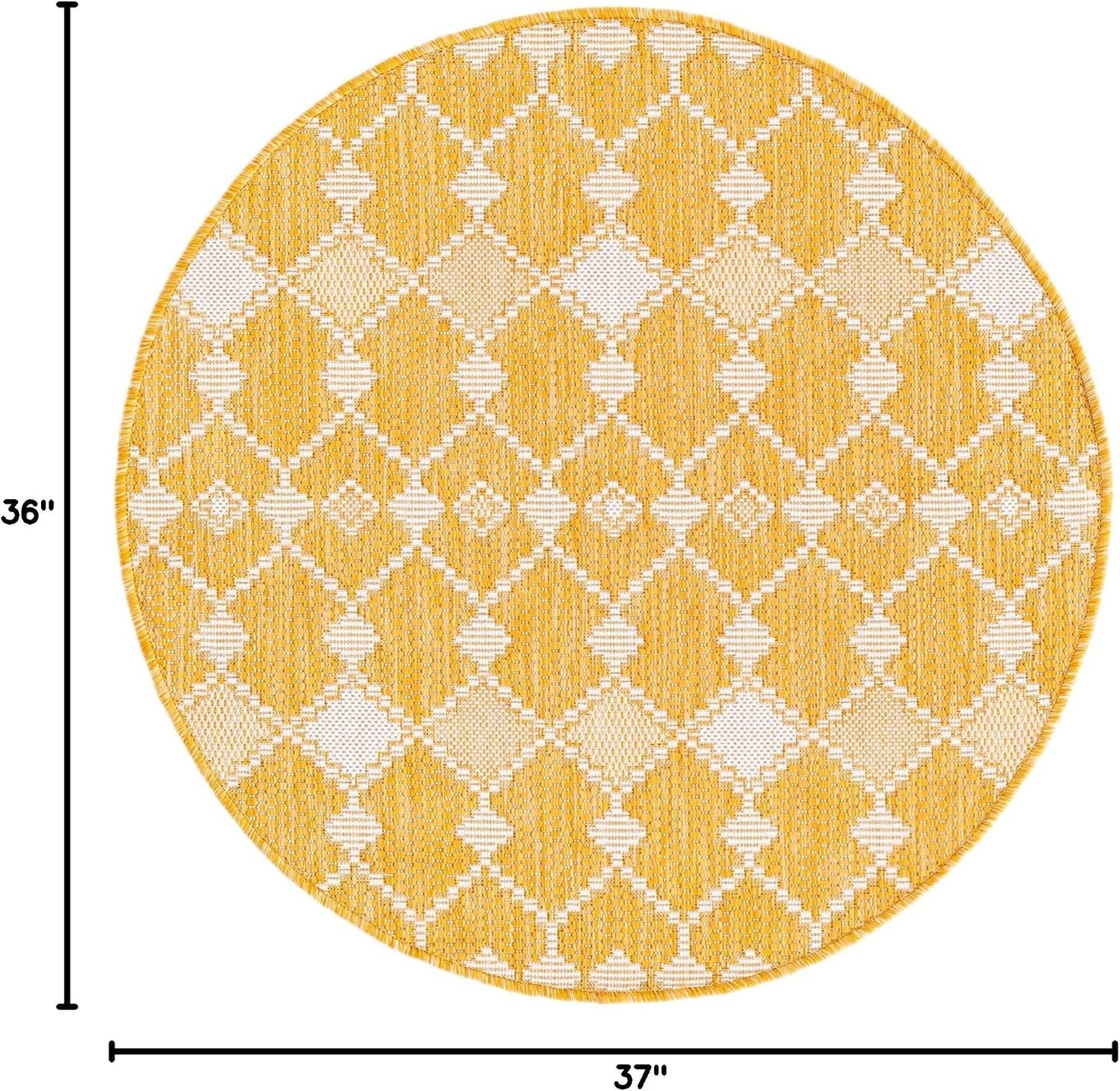 Alfombra exterior Trellis 3' redonda Amarillo/Marfil