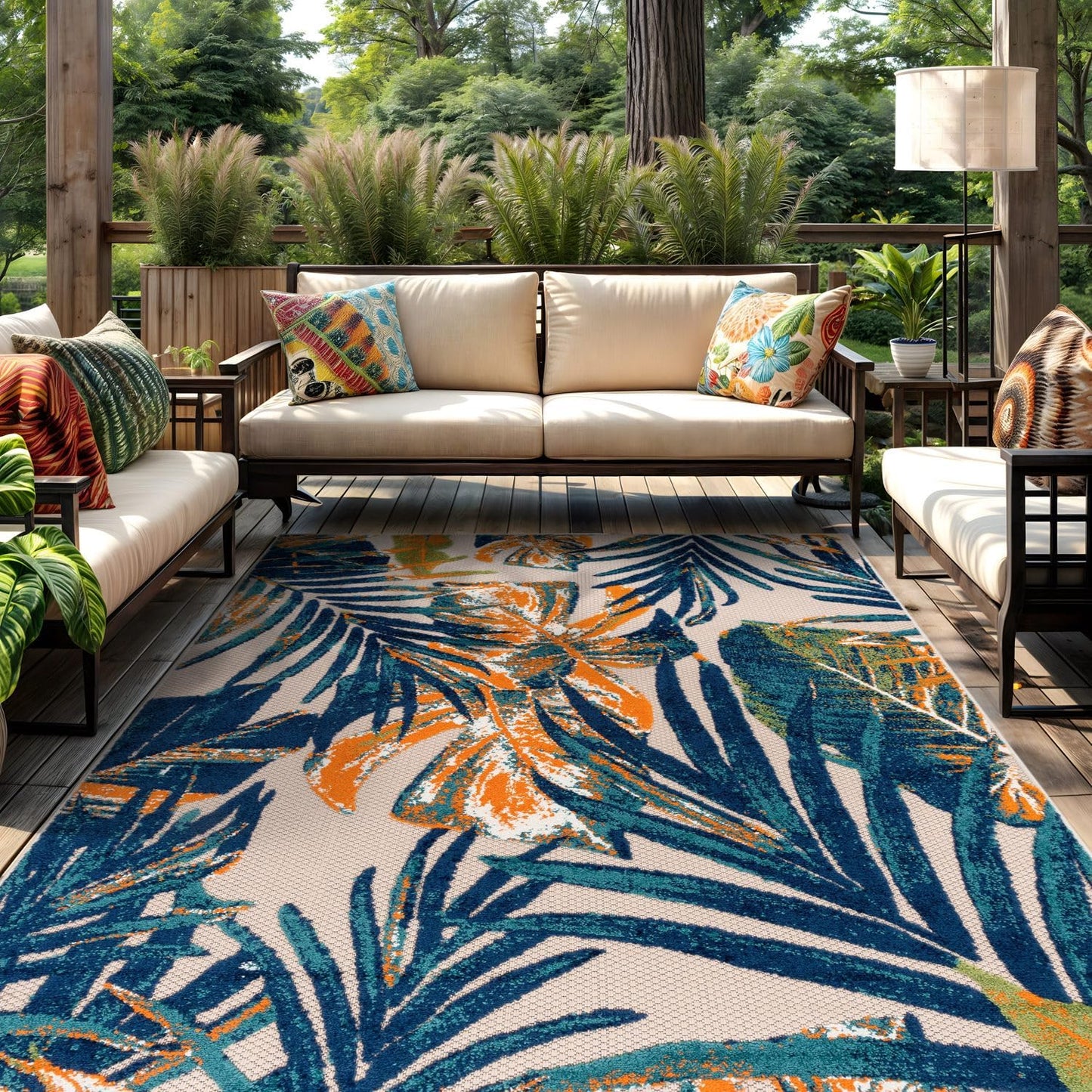 Alfombra interior/exterior hojas tropicales polipropileno