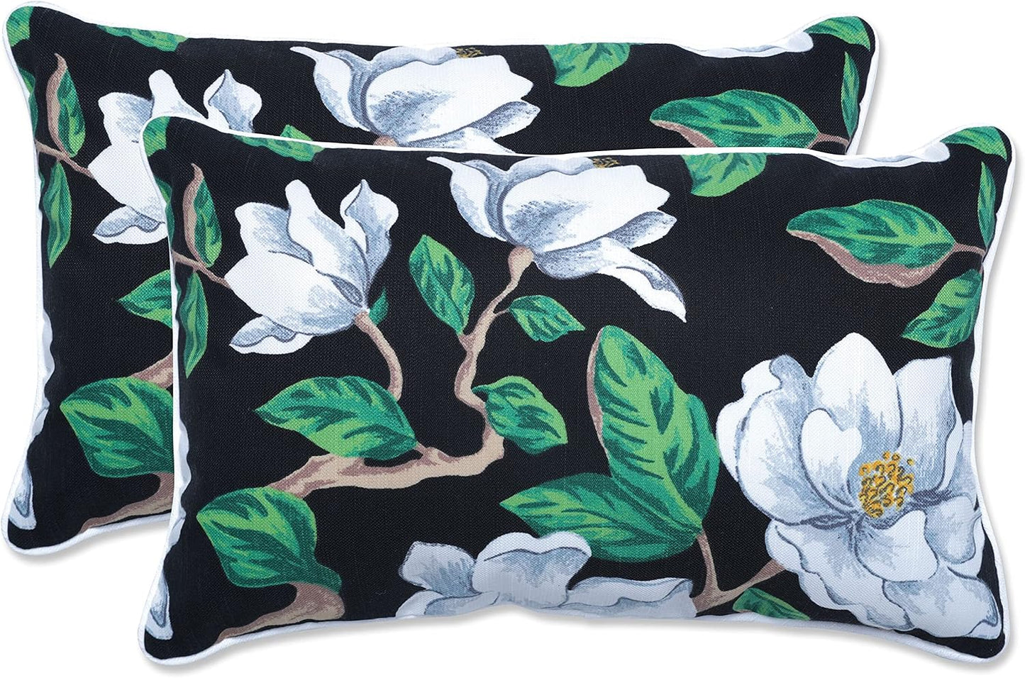 Almohada lumbar felpa 11.5x18.5pulg magnolia negra