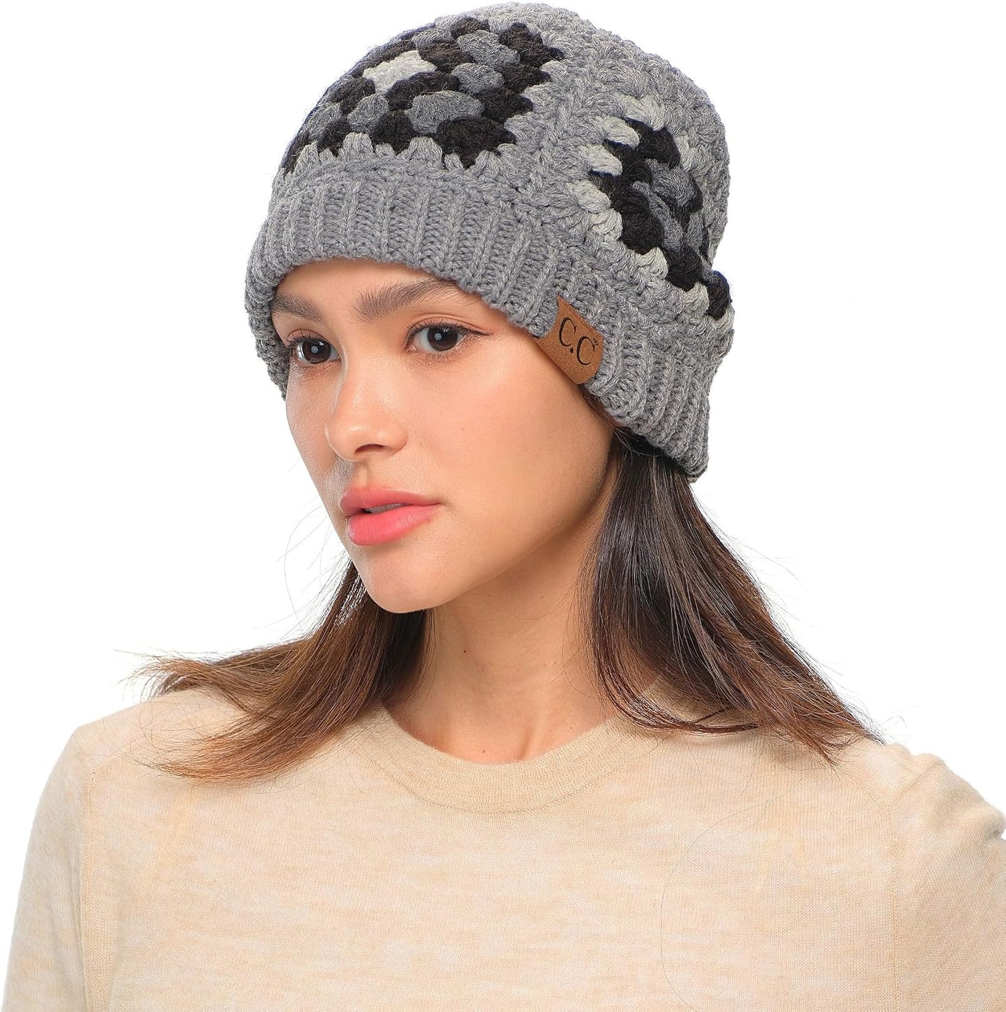 Gorro ganchillo multicolor diadema unisex invierno